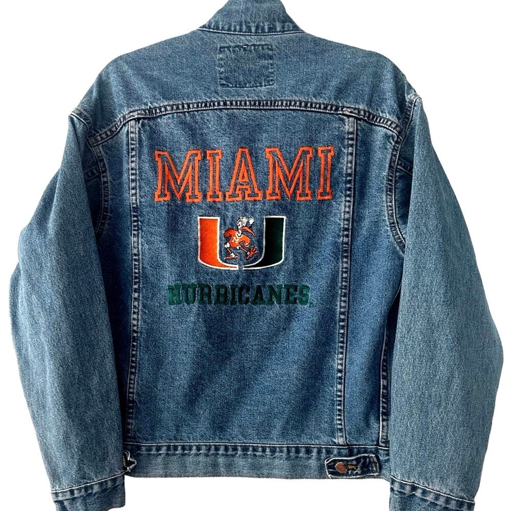 University of Miami vintage Hurricanes Student Union SU canes Jean jacket SzS